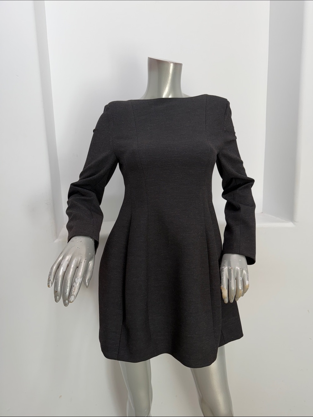Zara Women’s Classic Black Wool Blend Long Sleeve Fit & Flare Mini Dress Size S